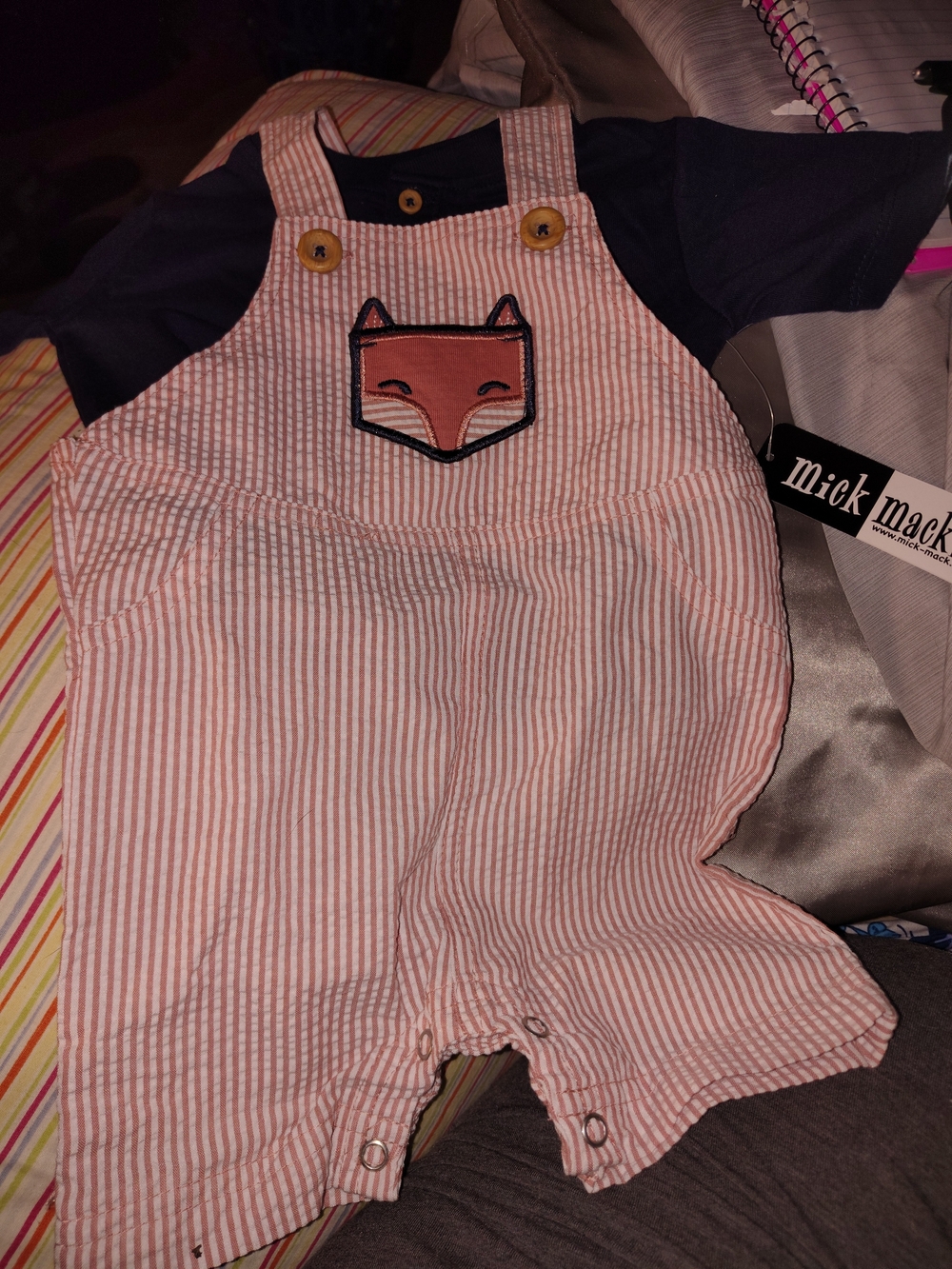 Mick Mack Pink Stripe Fox Overalls for Kids